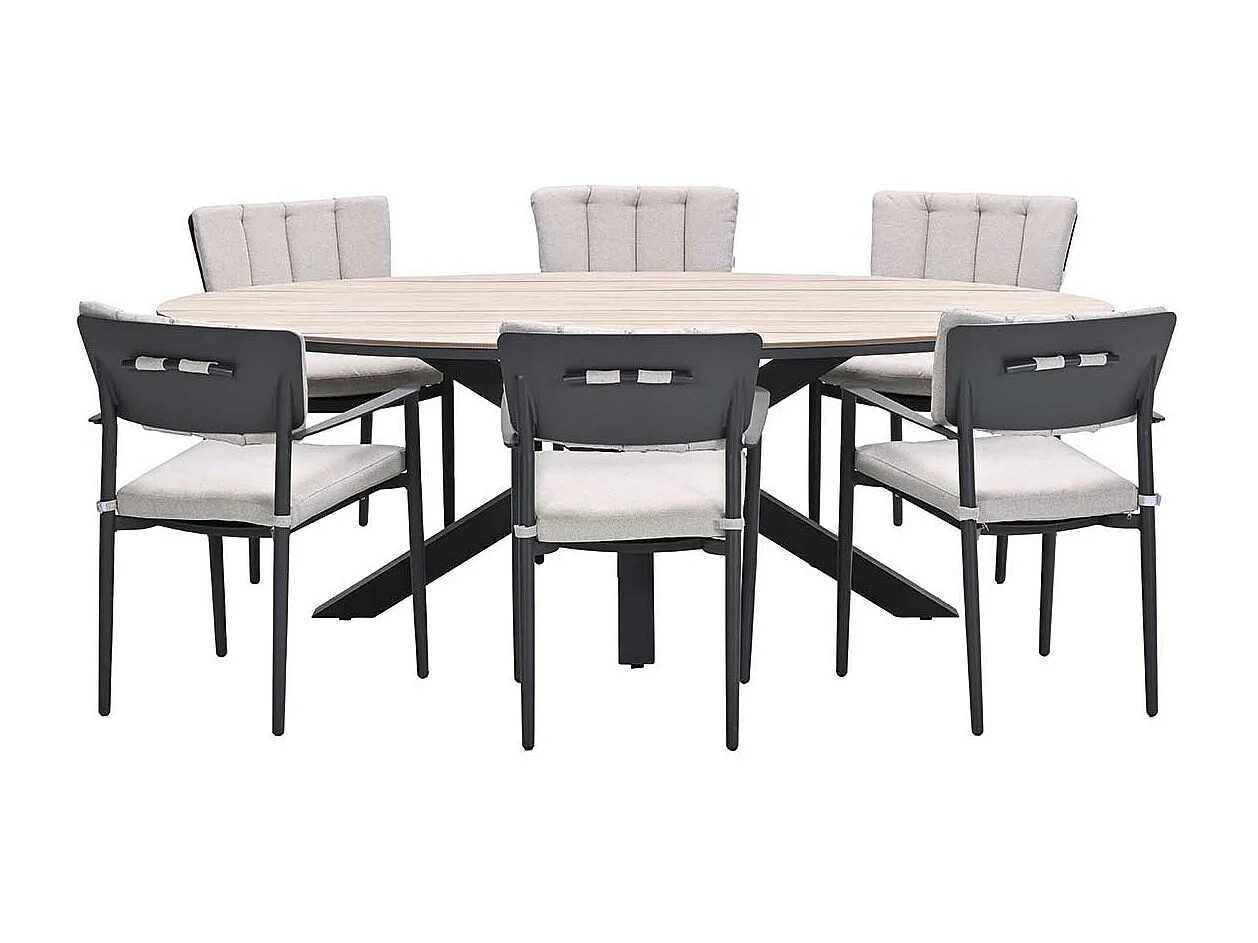 Ensemble de jardin Garden Impressions Dane - Tulli - gris foncé - 220x115 cm - 7 pièces