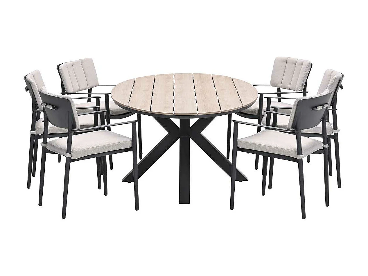 Ensemble de jardin Garden Impressions Dane - Tulli - gris foncé - 220x115 cm - 7 pièces