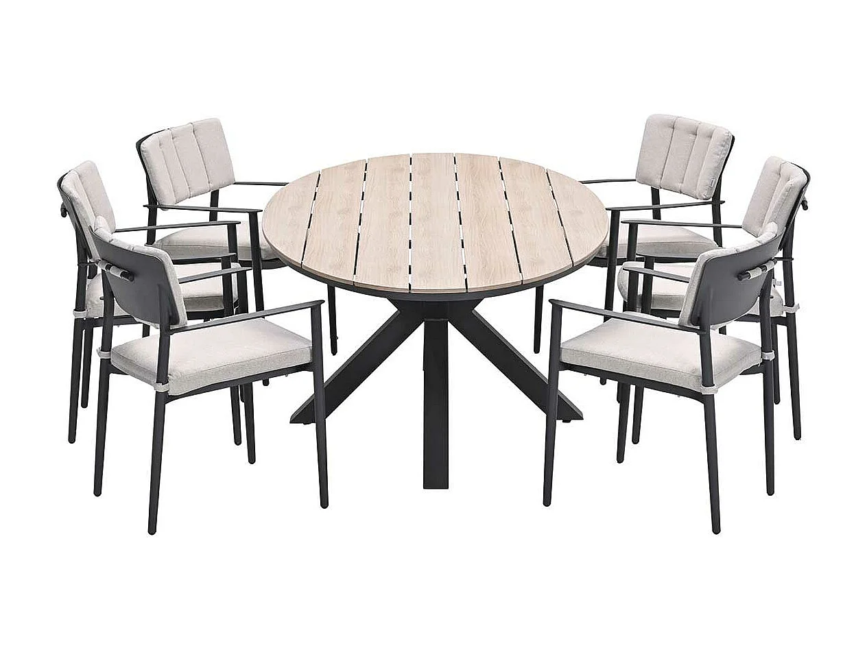 Ensemble de jardin Garden Impressions Dane - Tulli - gris foncé - 220x115 cm - 7 pièces