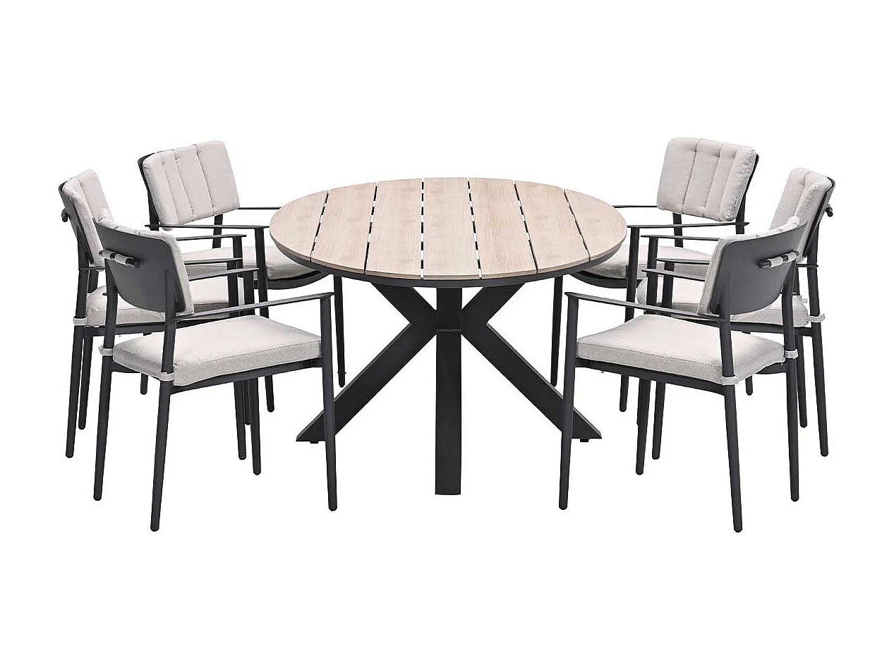 Ensemble de jardin Garden Impressions Dane - Tulli - gris foncé - 220x115 cm - 7 pièces