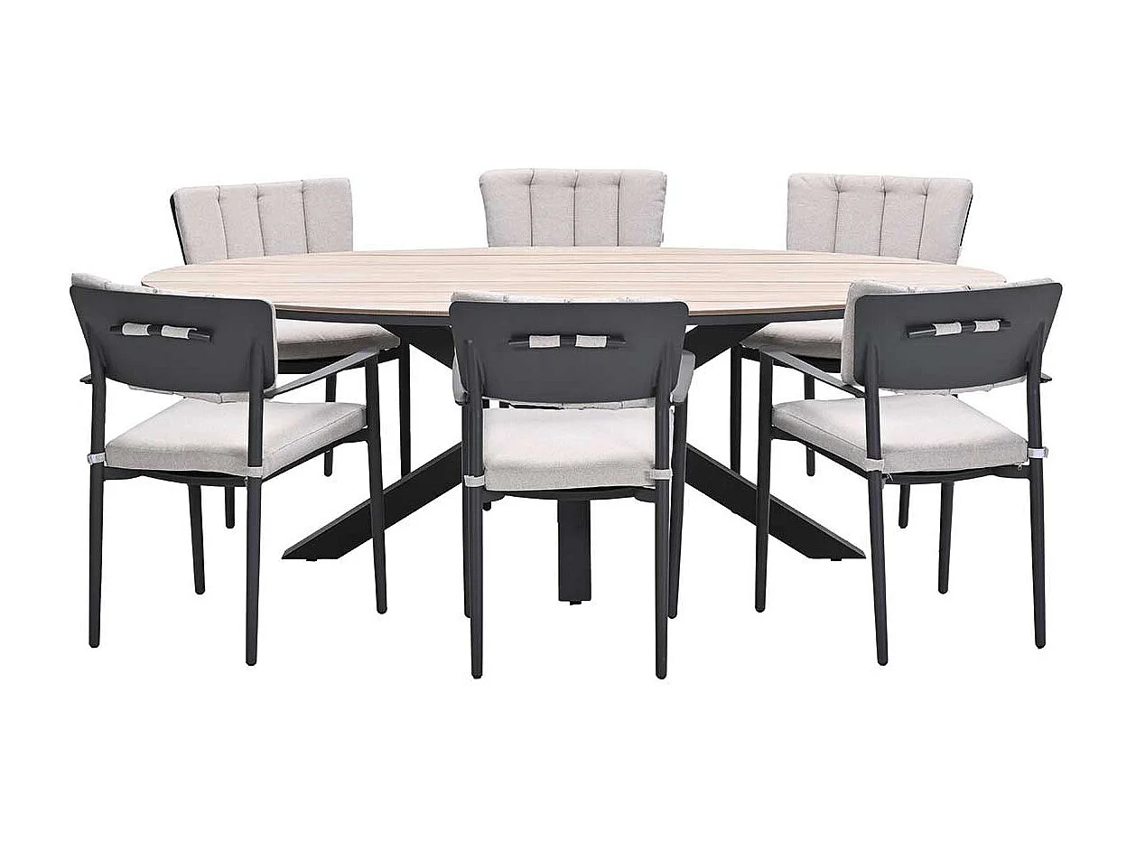 Ensemble de jardin Garden Impressions Dane - Tulli - gris foncé - 220x115 cm - 7 pièces