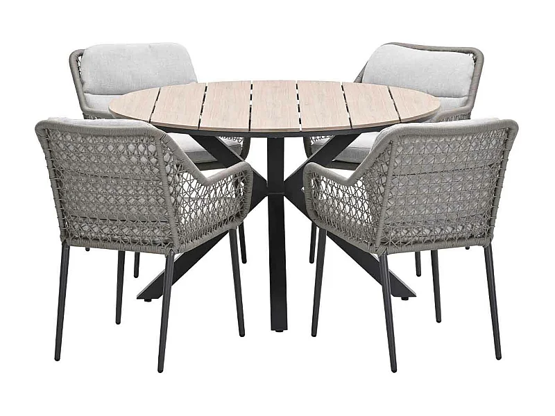 Garden Impressions Pemba tuinset 5-delig - Tulli tuintafel Ø122x75 cm - light teak vironwood