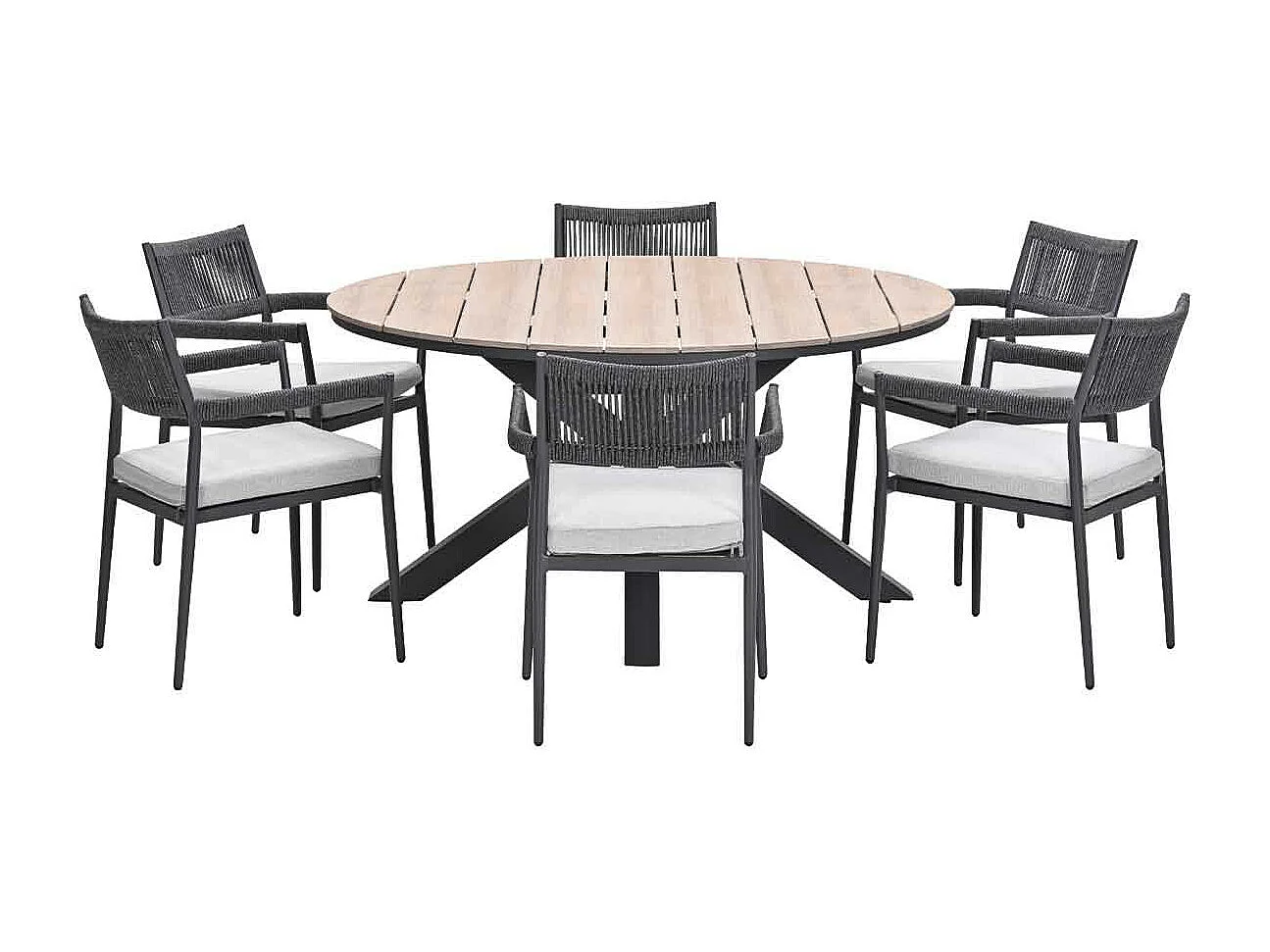 Ensemble de jardin Garden Impressions Tineo - Tulli - gris foncé - Ø148x75 cm - 6 pièces