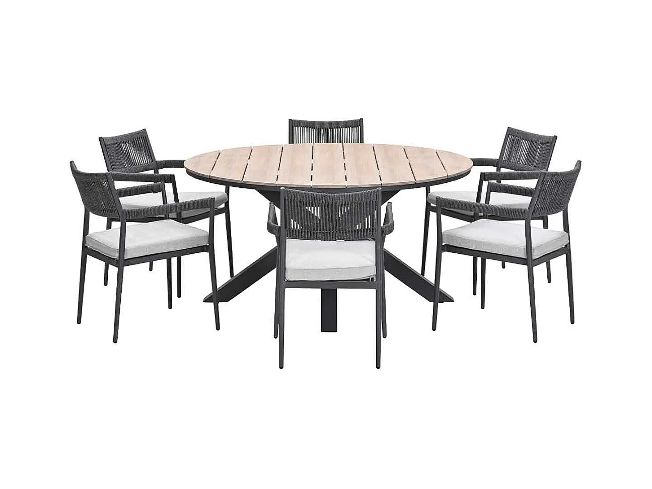 Ensemble de jardin Garden Impressions Tineo - Tulli - gris foncé - Ø148x75 cm - 6 pièces