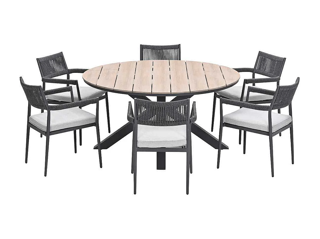 Garden Impressions Tineo tuinset 7-delig - Tulli tuintafel Ø148x75 cm light teak vironwood