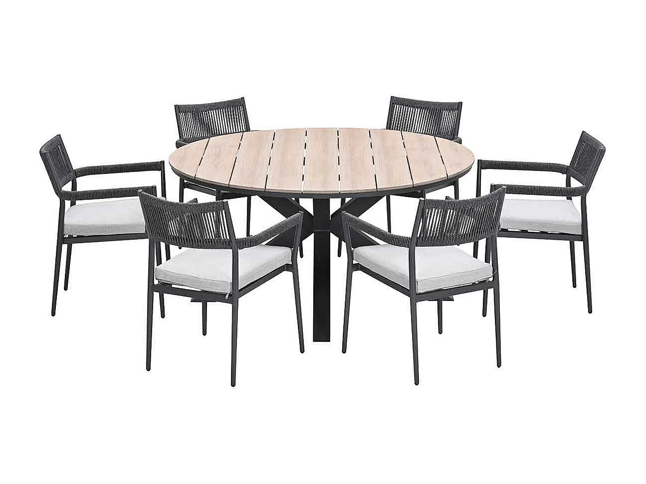 Garden Impressions Tineo tuinset 7-delig - Tulli tuintafel Ø148x75 cm light teak vironwood