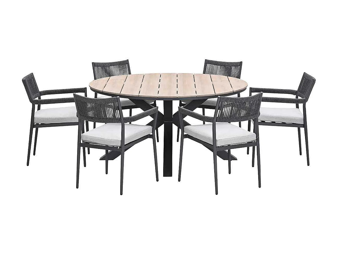 Garden Impressions Tineo tuinset 7-delig - Tulli tuintafel Ø148x75 cm light teak vironwood