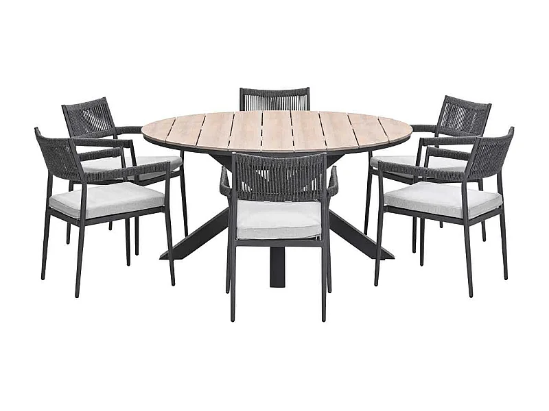 Ensemble de jardin Garden Impressions Tineo - Tulli - gris foncé - Ø148x75 cm - 6 pièces