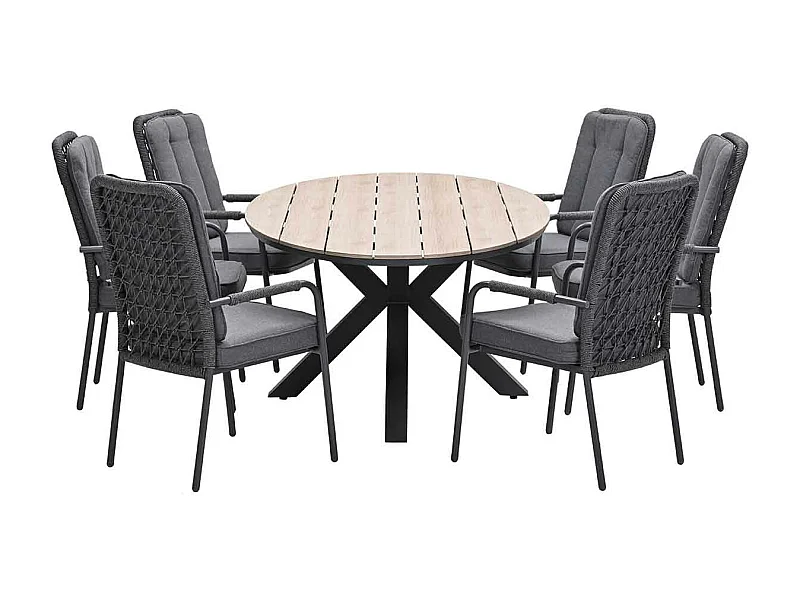 Garden Impressions Aleria tuinset 7-delig - Tulli tuintafel 220x115xH75 cm - light teak vironwood