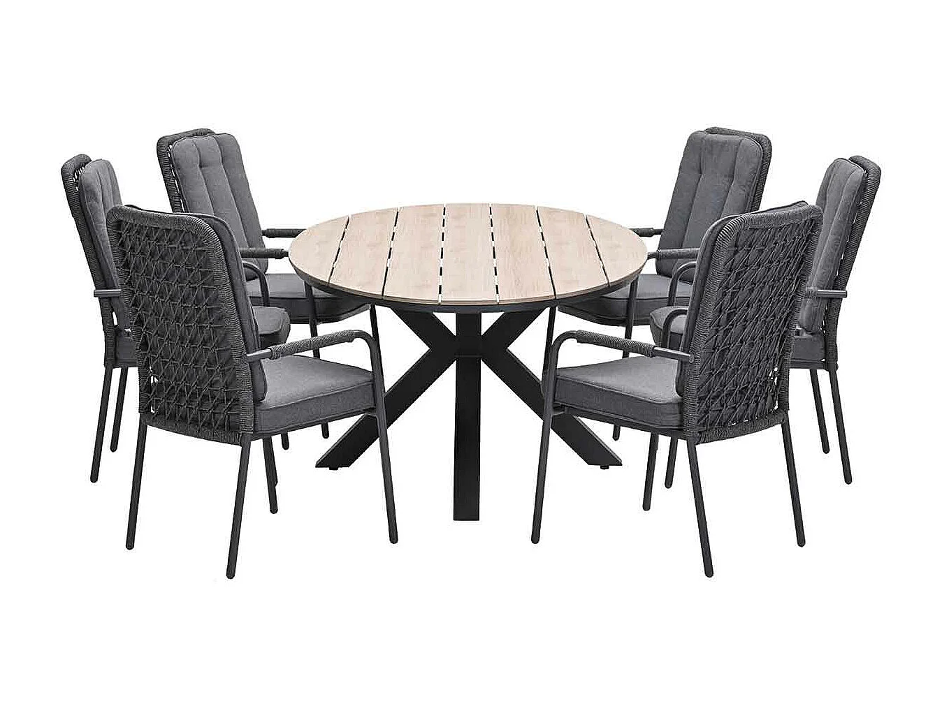 Garden Impressions Aleria tuinset 7-delig - Tulli tuintafel 220x115xH75 cm - light teak vironwood