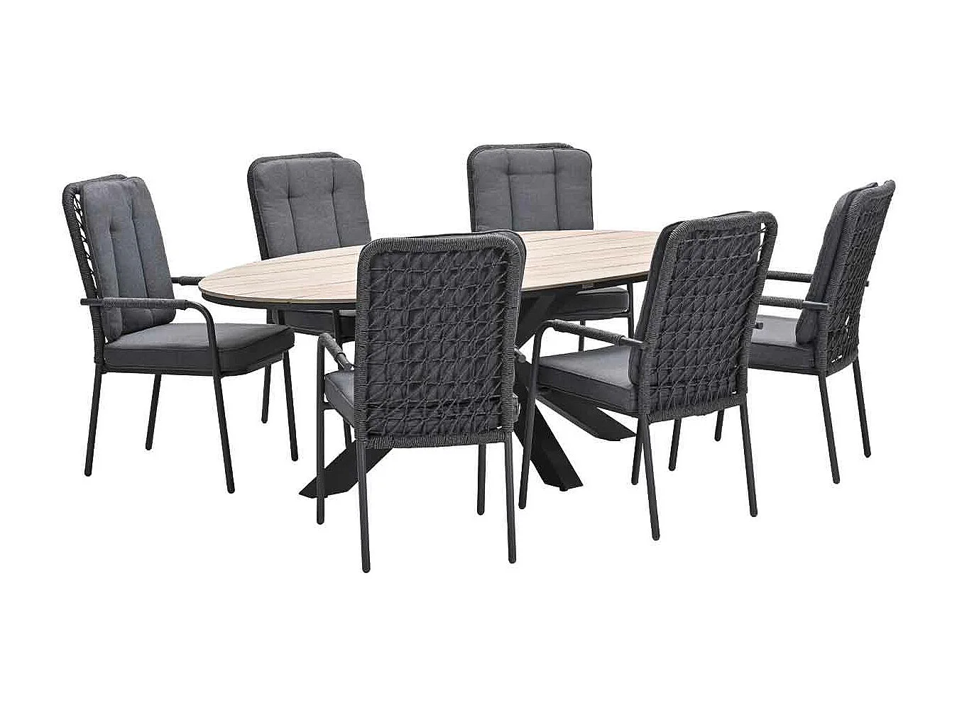 Garden Impressions Aleria tuinset 7-delig - Tulli tuintafel 220x115xH75 cm - light teak vironwood