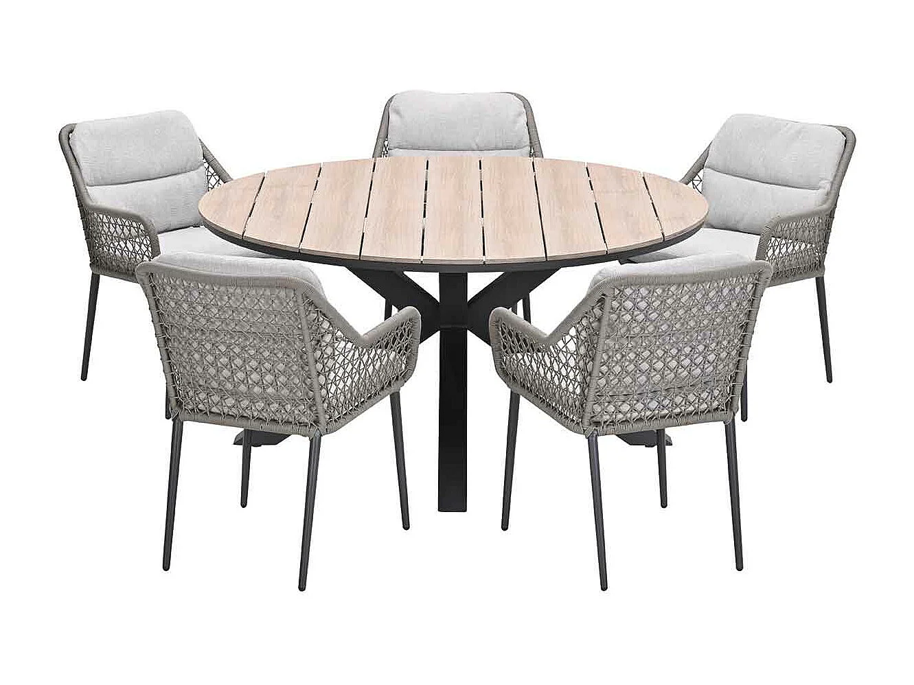 Garden Impressions Pemba tuinset 6-delig - Tulli tuintafel Ø148x75 cm - light teak vironwood