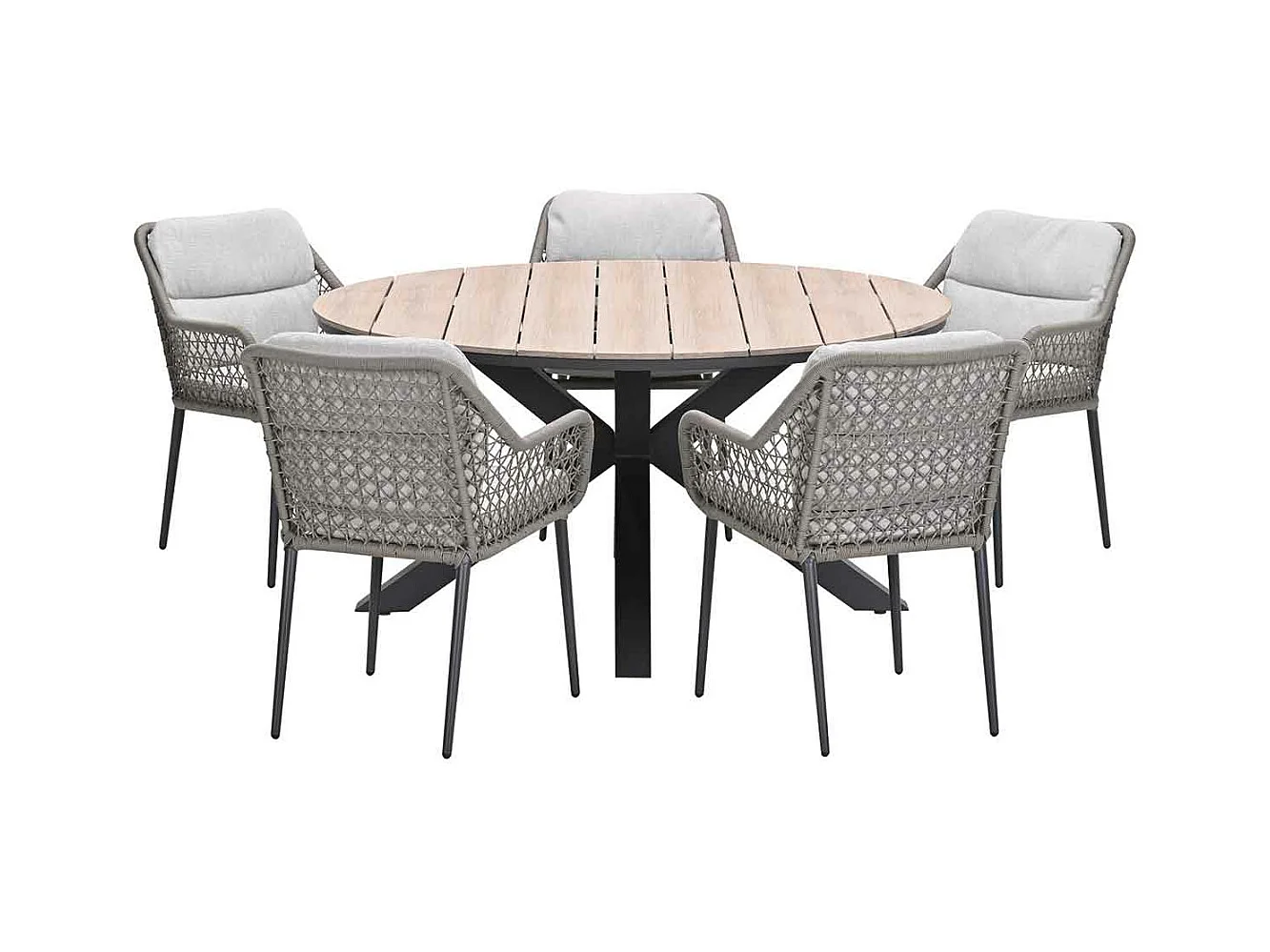 Ensemble de jardin Garden Impressions Pemba - Tulli - taupe - Ø148x75 cm - 6 pièces