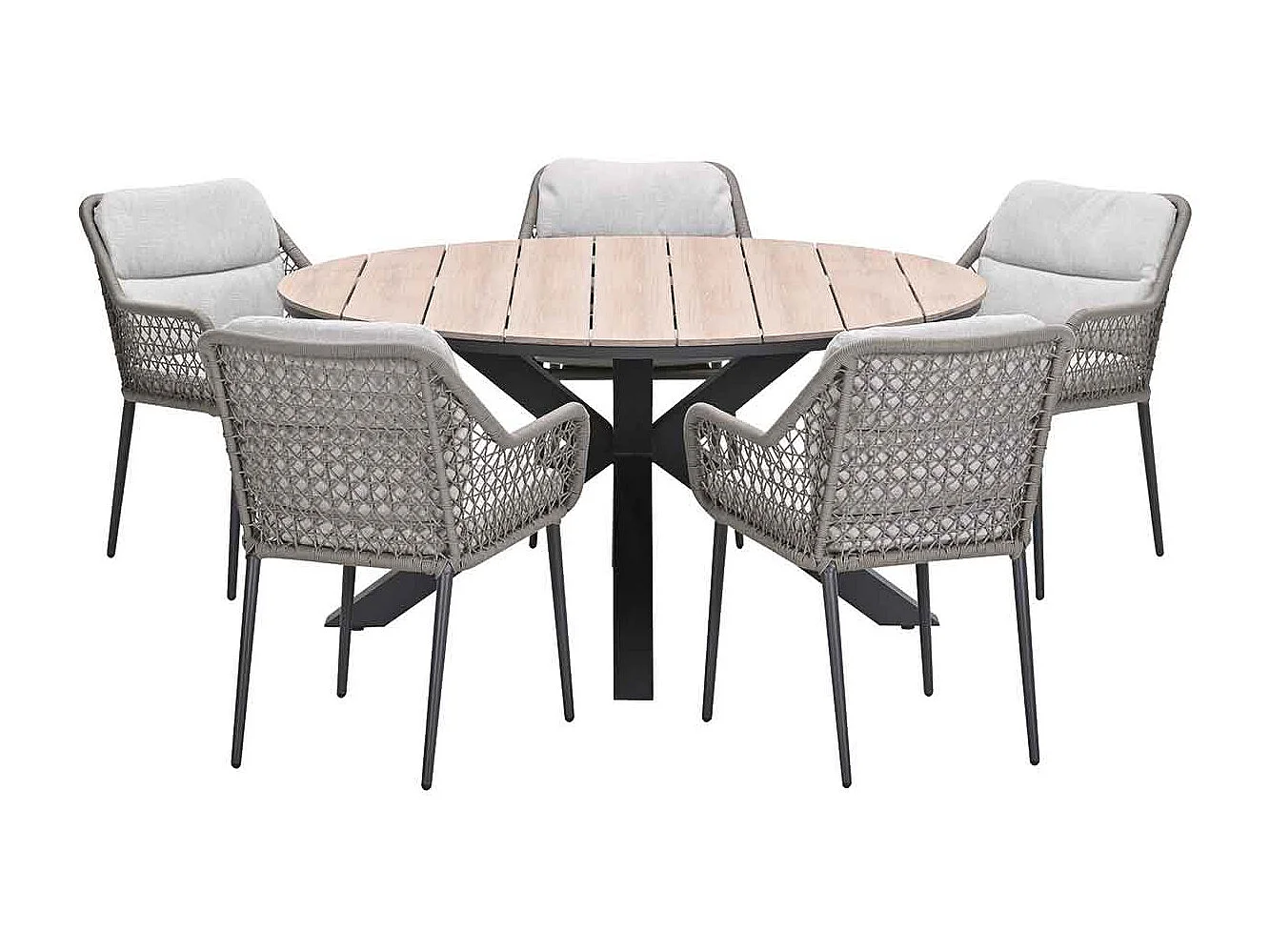 Ensemble de jardin Garden Impressions Pemba - Tulli - taupe - Ø148x75 cm - 6 pièces