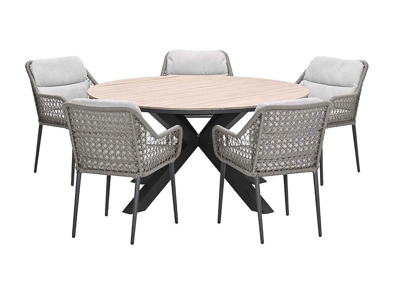 Ensemble de jardin Garden Impressions Pemba - Tulli - taupe - Ø148x75 cm - 6 pièces