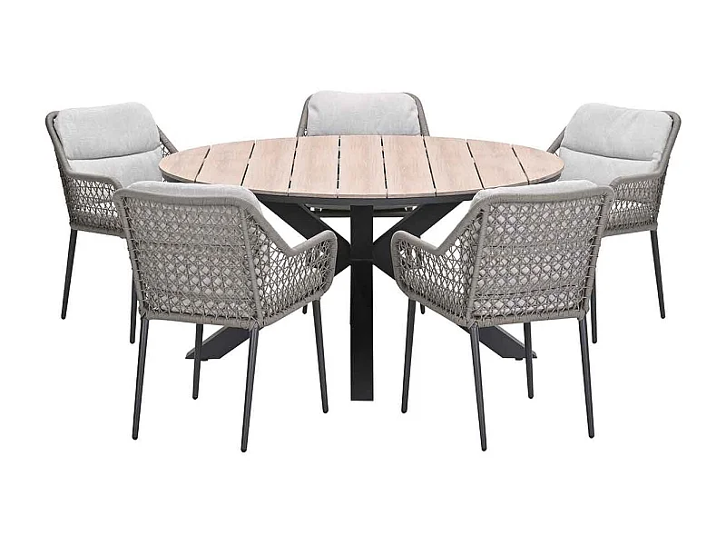 Ensemble de jardin Garden Impressions Pemba - Tulli - taupe - Ø148x75 cm - 6 pièces