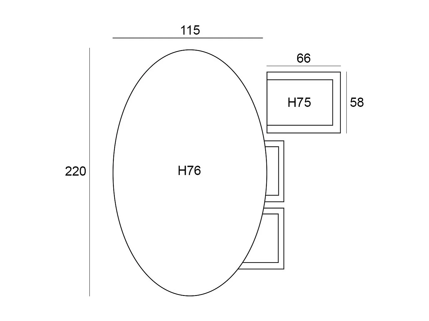 Ensemble de jardin Garden Impressions Alora - Tamako - marron - 220x115 cm - ovale - 7 pièces