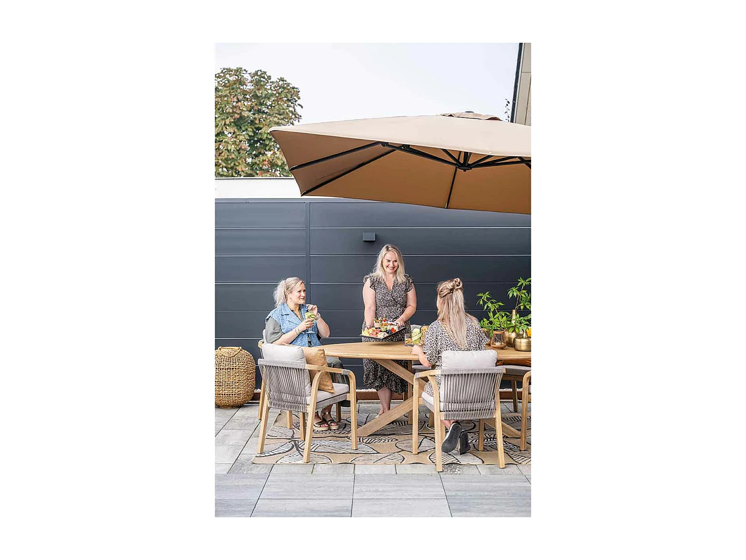 Ensemble de jardin Garden Impressions Alora - Tamako - marron - 220x115 cm - ovale - 7 pièces