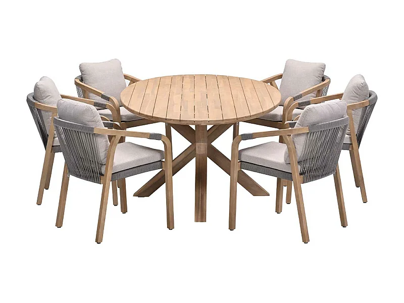 Ensemble de jardin Garden Impressions Alora - Tamako - marron - 220x115 cm - ovale - 7 pièces