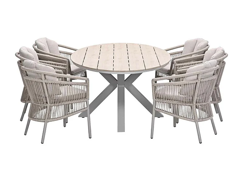 Garden Impressions Sorong tuinset 7-delig - Tulli tuintafel 220x115 cm - light teak vironwood