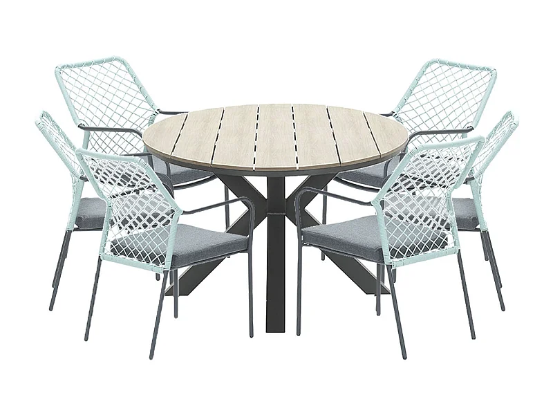 Garden Impressions Ross tuinset 7-delig zacht groen - Tulli tuintafel ovaal 220x115 cm light teak look