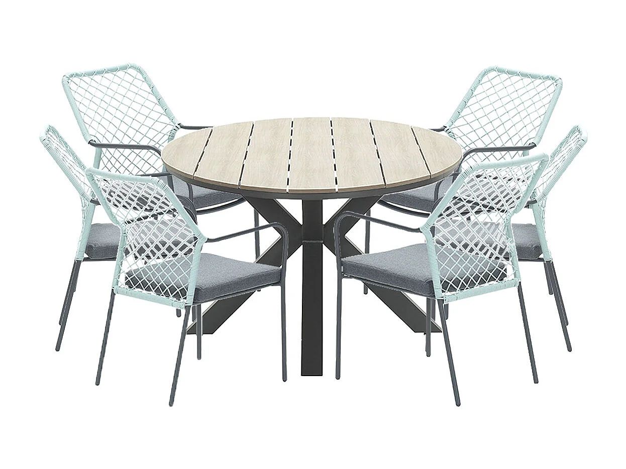 Garden Impressions Ross tuinset 7-delig zacht groen - Tulli tuintafel ovaal 220x115 cm light teak look