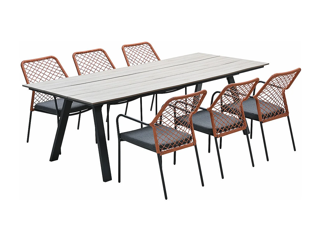 Garden Impressions Ross tuinset 7-delig koper - Braga tuintafel 220x100 cm