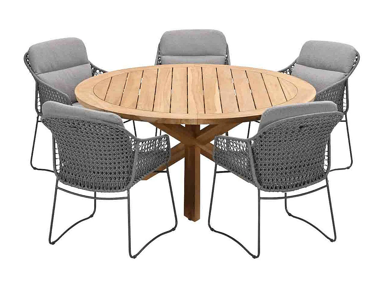 Salon de jardin 4 Seasons Moretti 6 pièces - Table de jardin Prado Ø160 cm