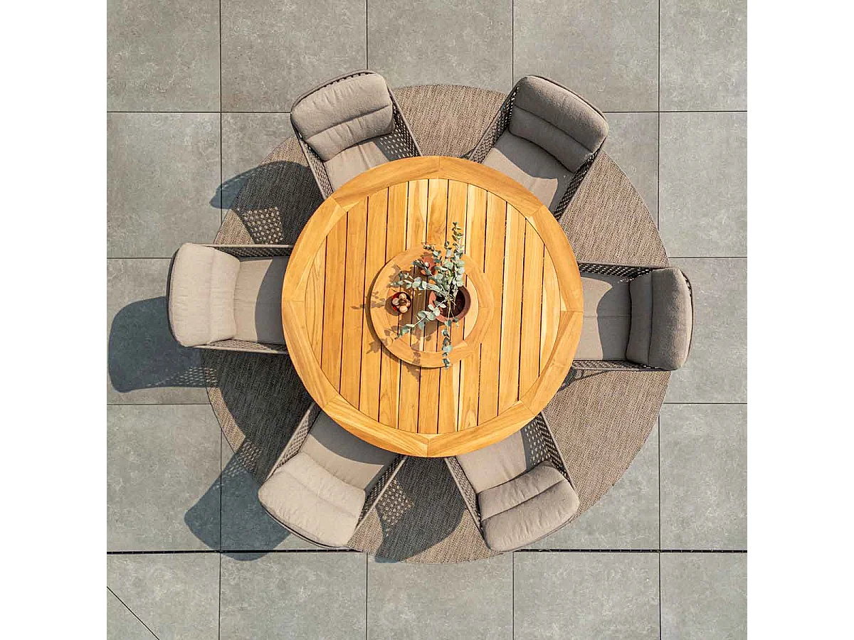 Salon de jardin 4 Seasons Moretti 6 pièces - Table de jardin Prado Ø160 cm