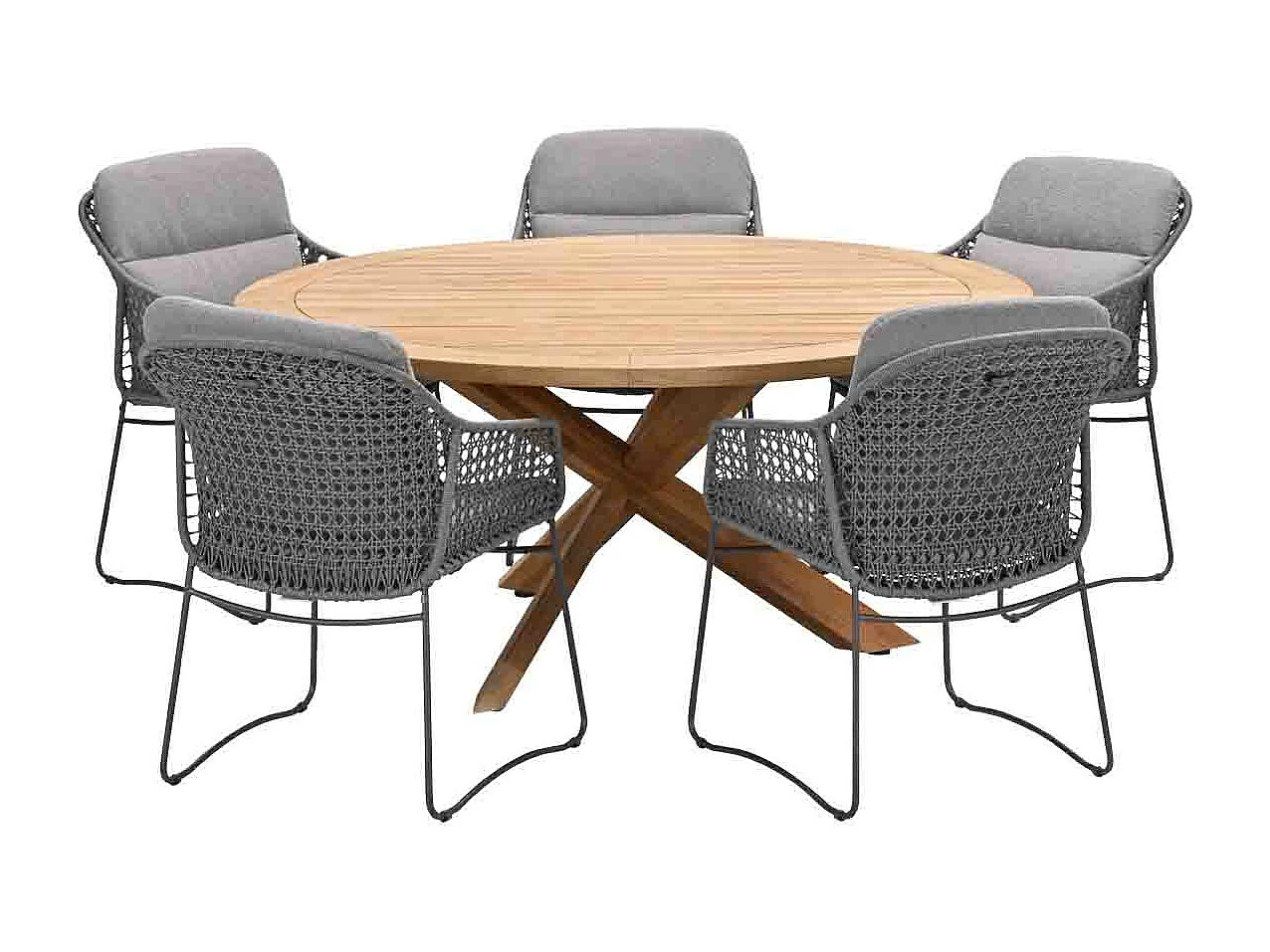 Salon de jardin 4 Seasons Moretti 6 pièces - Table de jardin Prado Ø160 cm