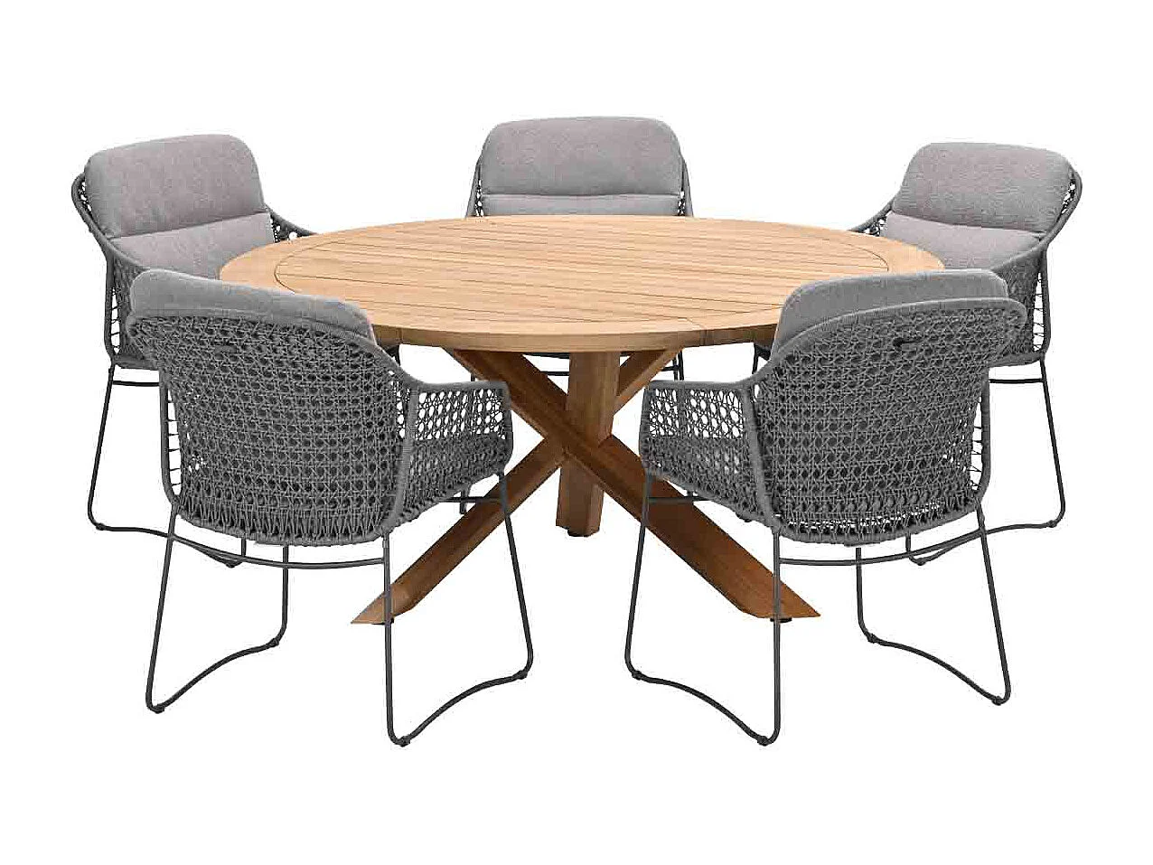 Salon de jardin 4 Seasons Moretti 6 pièces - Table de jardin Prado Ø160 cm