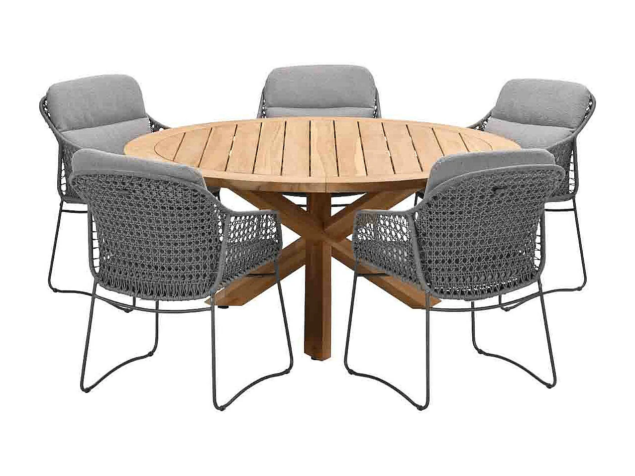 Salon de jardin 4 Seasons Moretti 6 pièces - Table de jardin Prado Ø160 cm