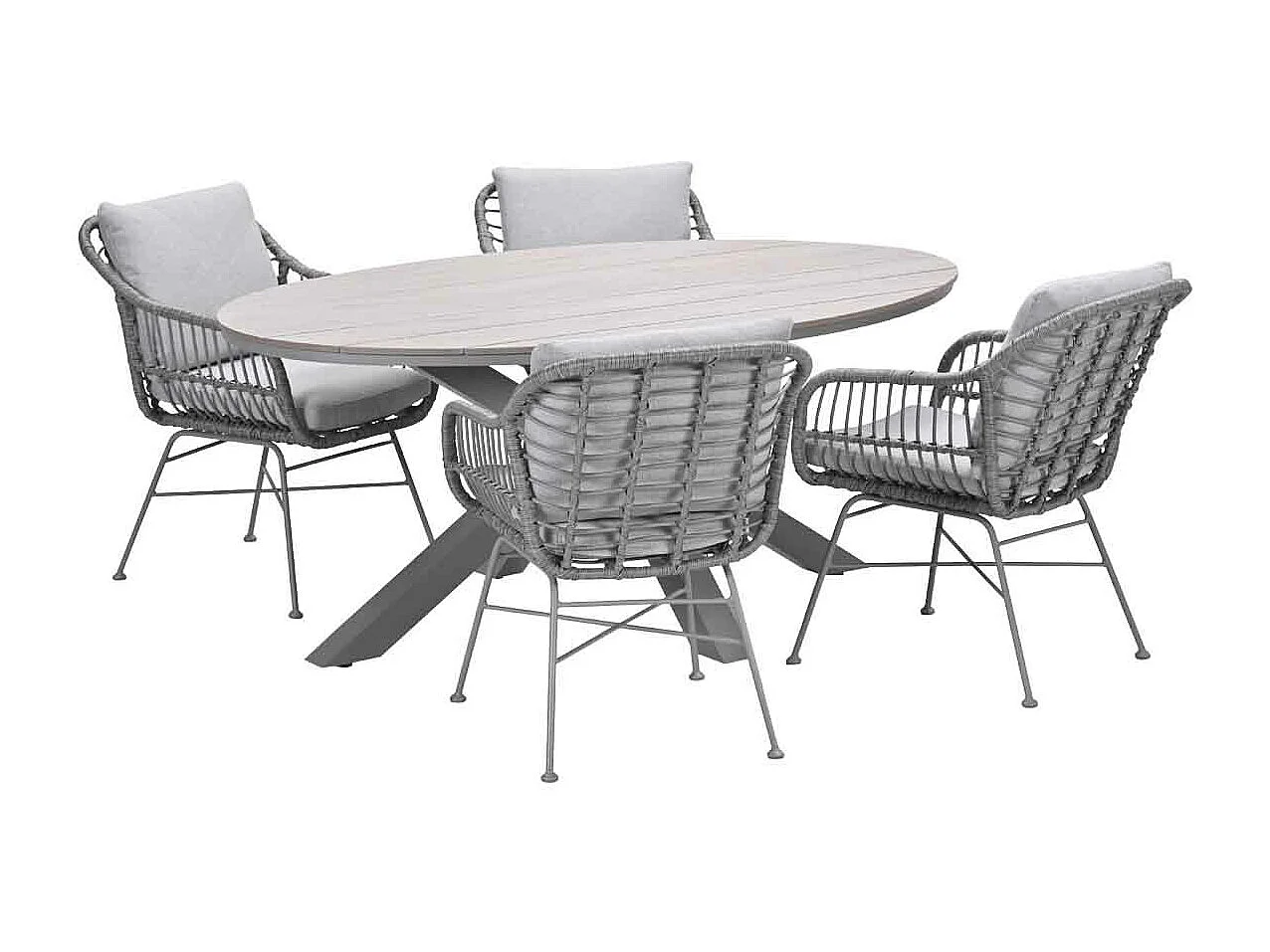 Garden Impressions Lucas tuinset 5-delig valley sand - Tulli tuintafel 180x115 cm - light teak vironwood