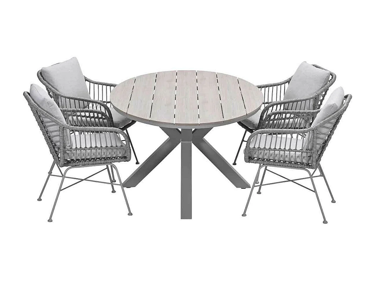 Garden Impressions Lucas tuinset 5-delig valley sand - Tulli tuintafel 180x115 cm - light teak vironwood