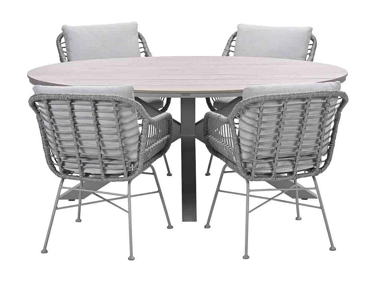 Garden Impressions Lucas tuinset 5-delig valley sand - Tulli tuintafel 180x115 cm - light teak vironwood