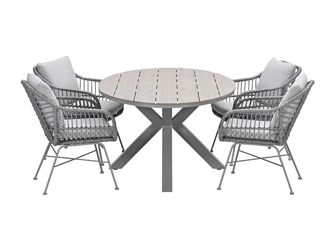 Garden Impressions Lucas tuinset 5-delig valley sand - Tulli tuintafel 180x115 cm - light teak vironwood