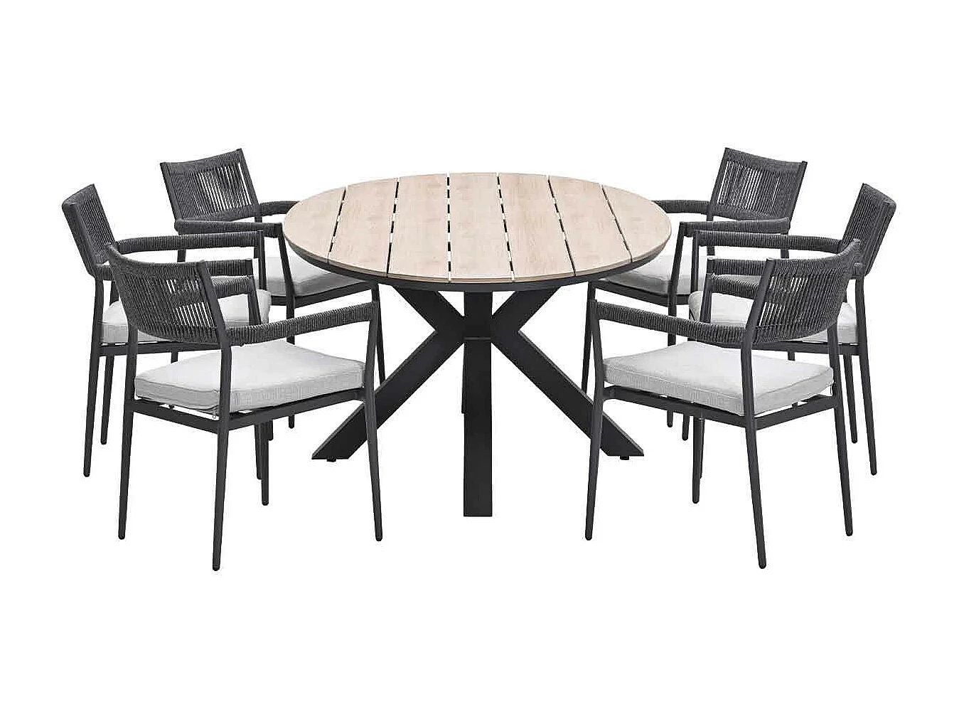 Ensemble de jardin Garden Impressions Tineo - Tulli - gris foncé - 220x115 cm - 7 pièces