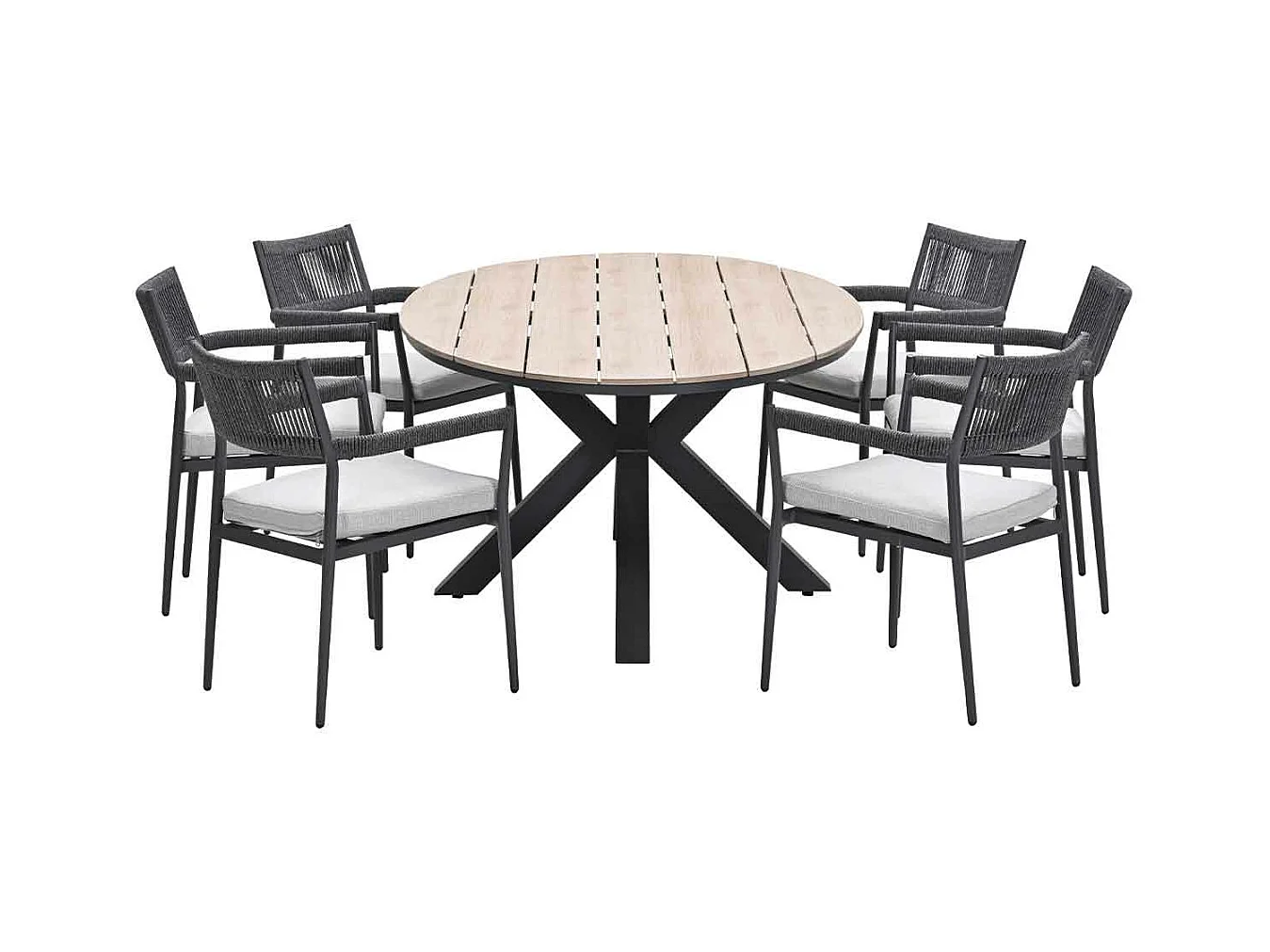 Garden Impressions Tineo tuinset 7-delig - Tulli tuintafel 220x115xH75 cm - light teak vironwood
