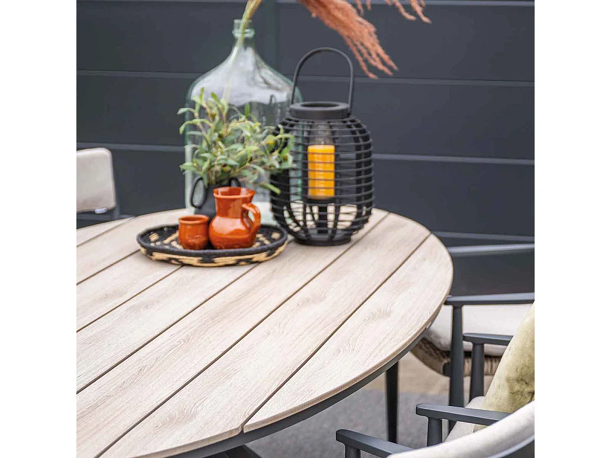 Ensemble de jardin Garden Impressions Tineo - Tulli - gris foncé - 220x115 cm - 7 pièces