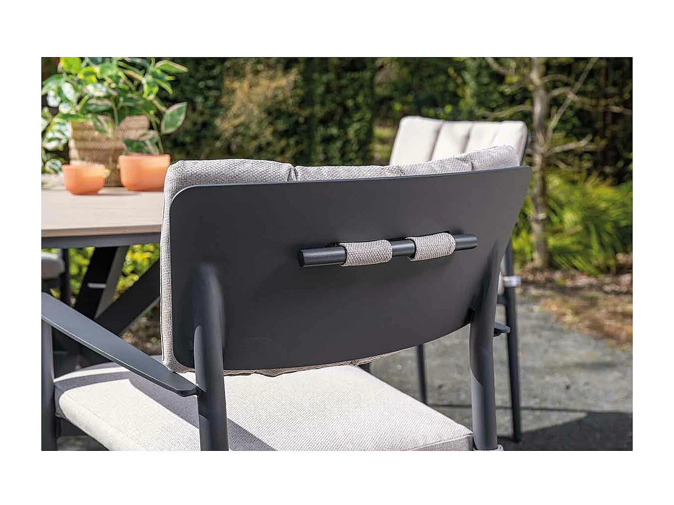 Ensemble de jardin Garden Impressions Tineo - Tulli - gris foncé - 220x115 cm - 7 pièces