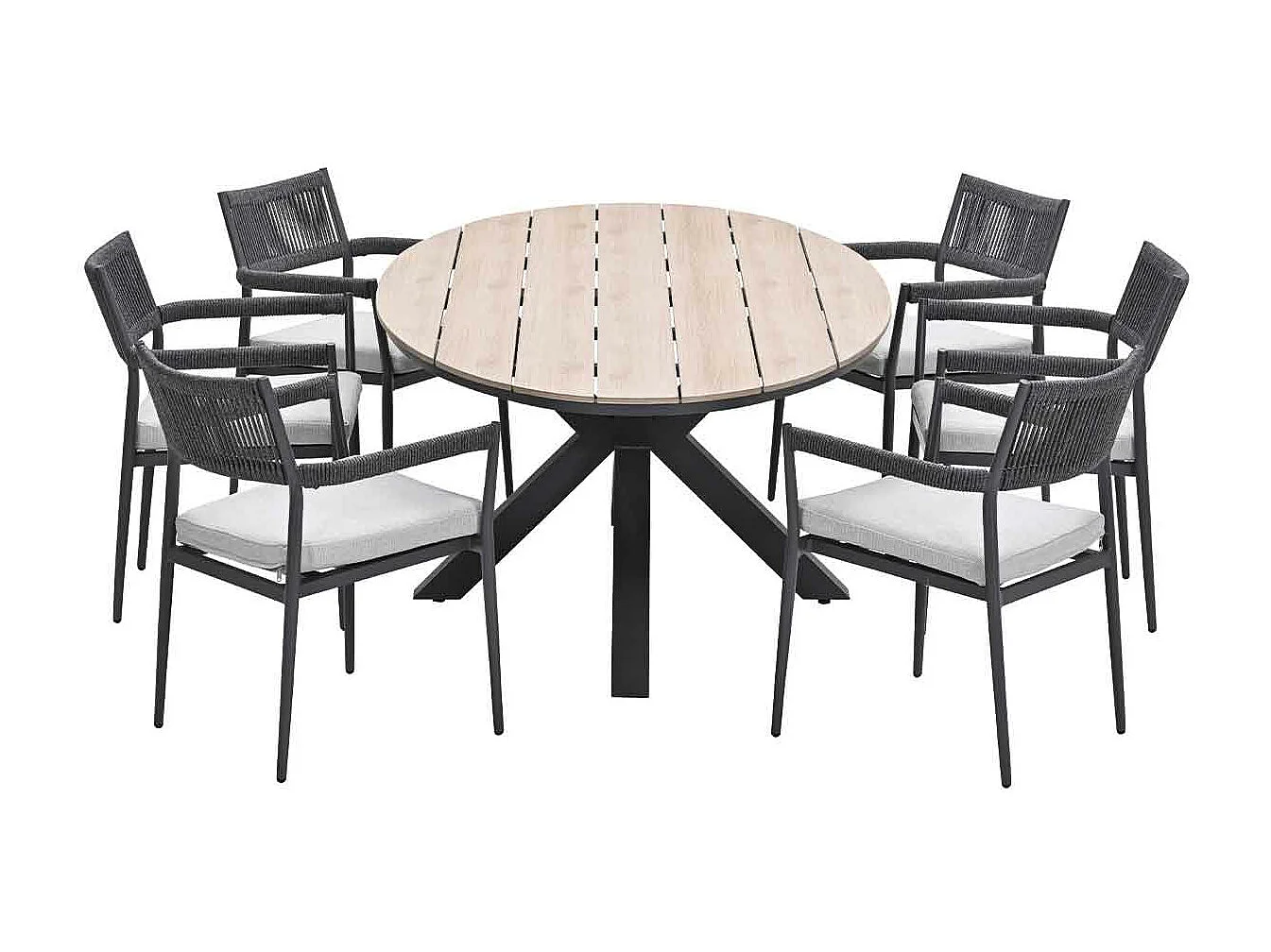 Ensemble de jardin Garden Impressions Tineo - Tulli - gris foncé - 220x115 cm - 7 pièces