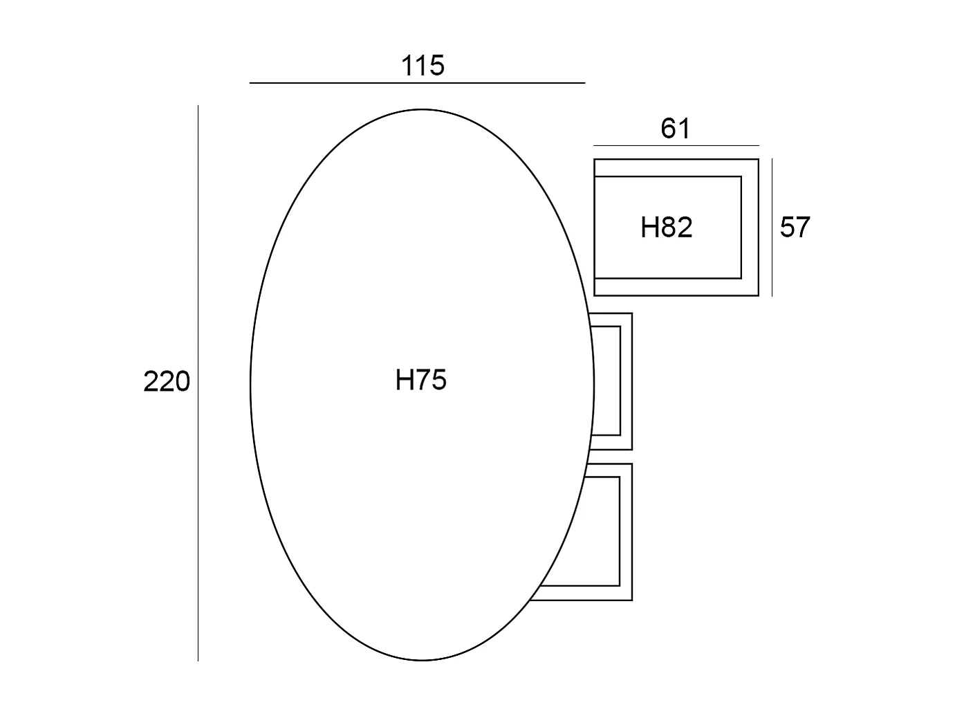 Garden Impressions Tineo tuinset 7-delig - Tulli tuintafel 220x115xH75 cm - light teak vironwood