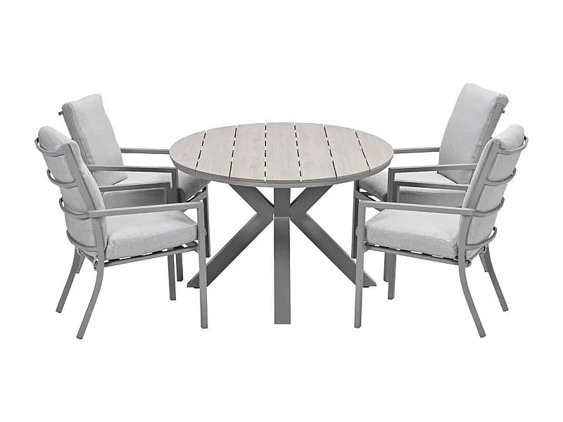 Garden Impressions Senja tuinset 5-delig valley sand - Tulli tuintafel 180x115 cm - light teak vironwood