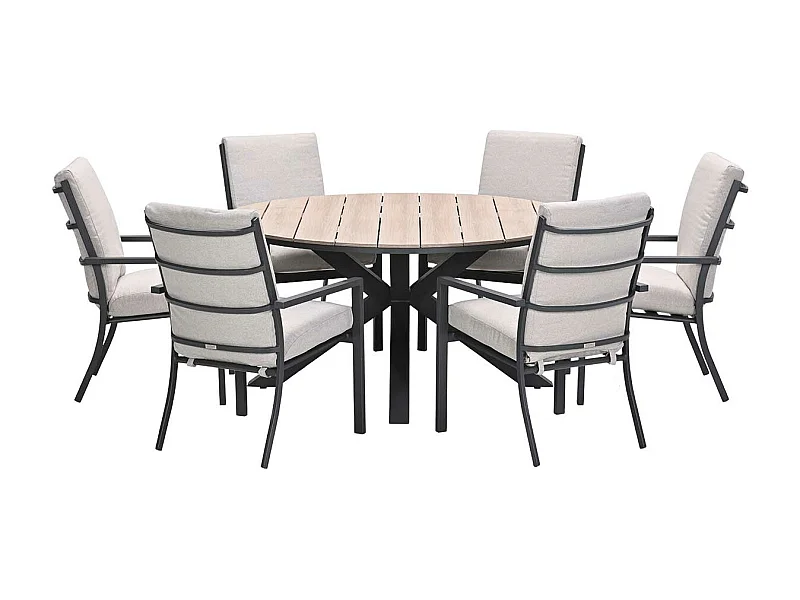 Ensemble de jardin Garden Impressions Senja - Tulli - sable du désert - Ø148x75 cm - 6 pièces