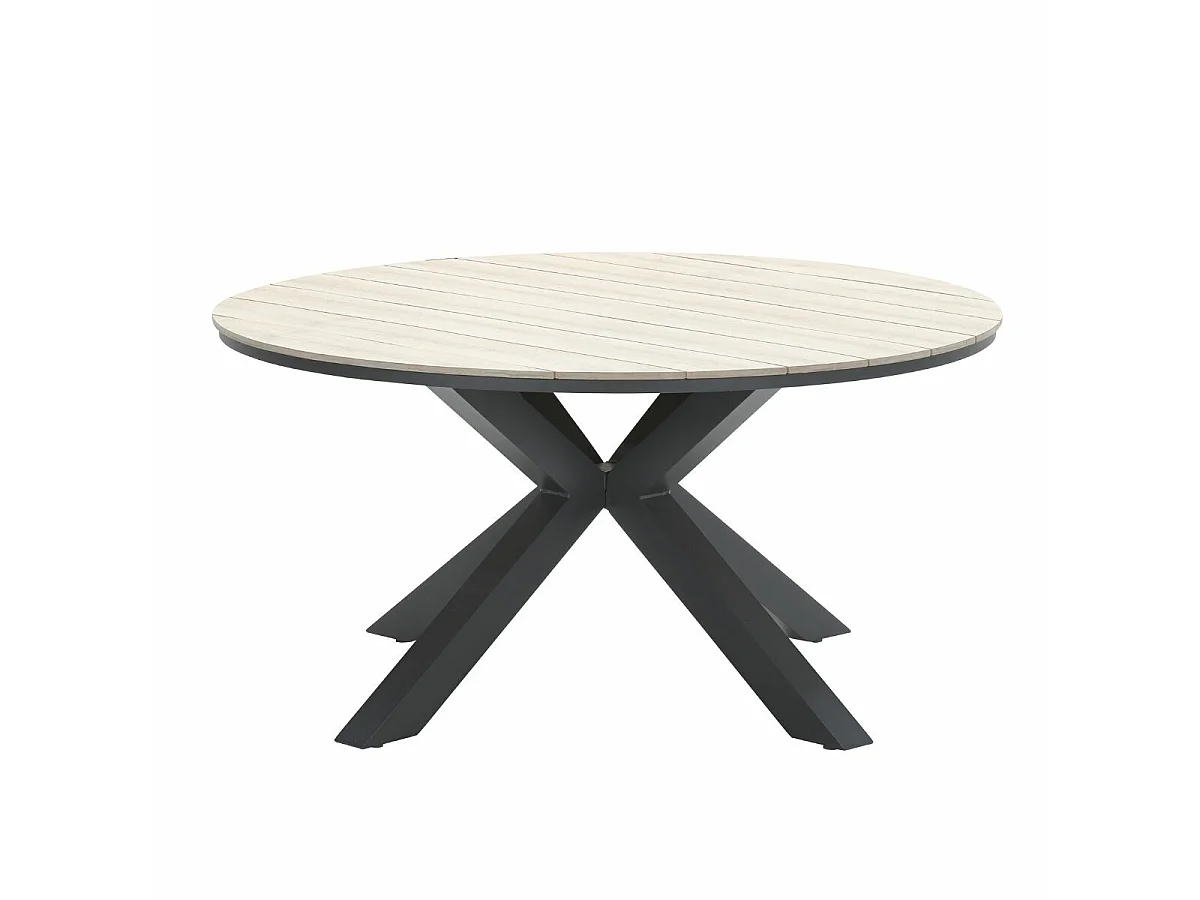 Garden Impressions Senja tuinset 7-delig desert sand - Tulli tuintafel Ø148x75 cm light teak vironwood