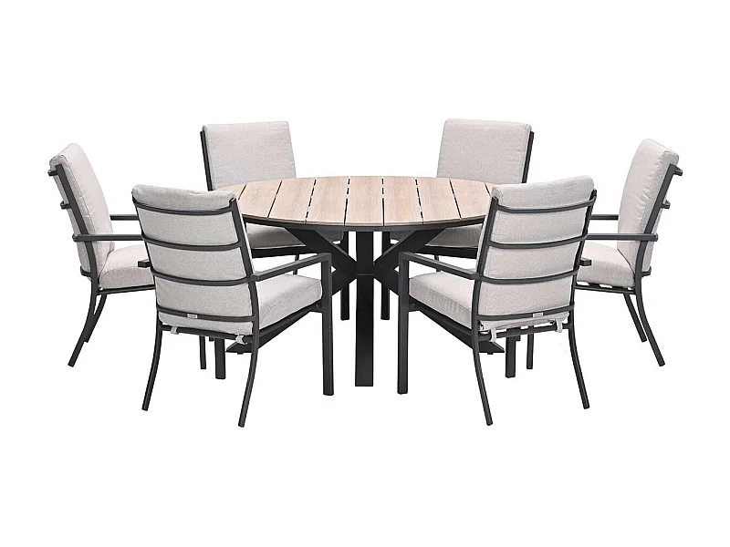 Ensemble de jardin Garden Impressions Senja - Tulli - sable du désert - Ø148x75 cm - 6 pièces