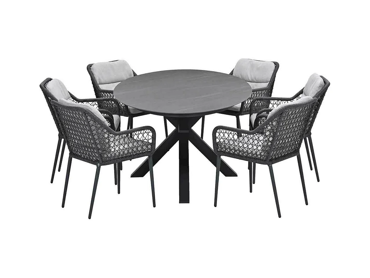 Ensemble de jardin Garden Impressions Pemba - Scot - Gris Napoli - 230x115 cm - 7 pièces