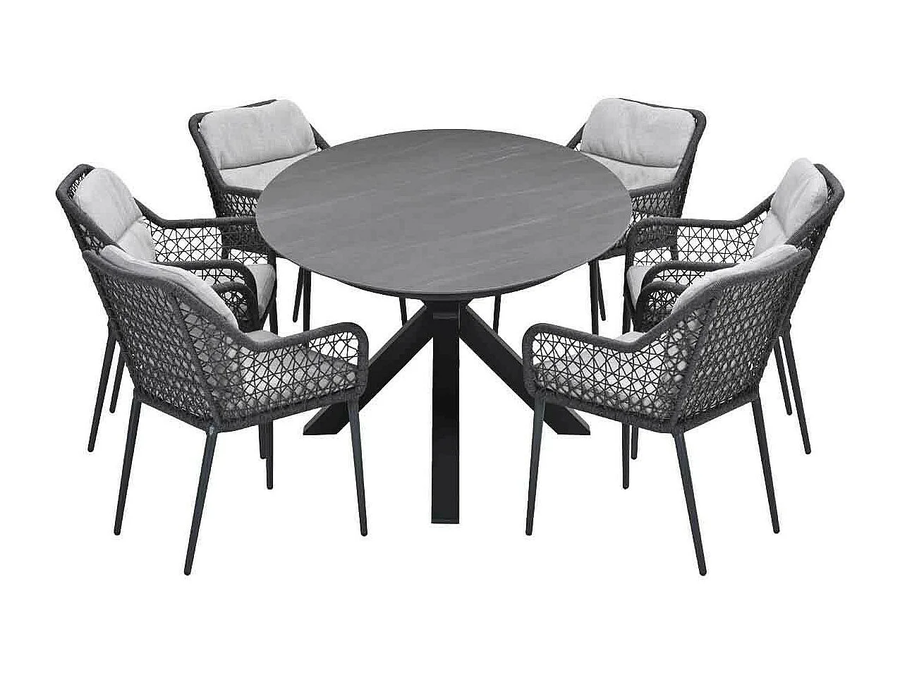 Ensemble de jardin Garden Impressions Pemba - Scot - Gris Napoli - 230x115 cm - 7 pièces