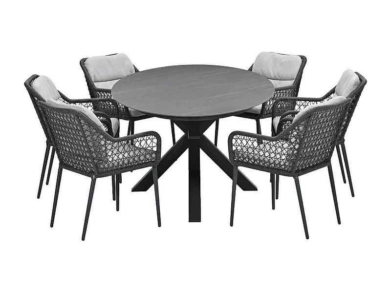 Ensemble de jardin Garden Impressions Pemba - Scot - Gris Napoli - 230x115 cm - 7 pièces