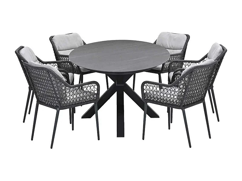 Ensemble de jardin Garden Impressions Pemba - Scot - Gris Napoli - 230x115 cm - 7 pièces